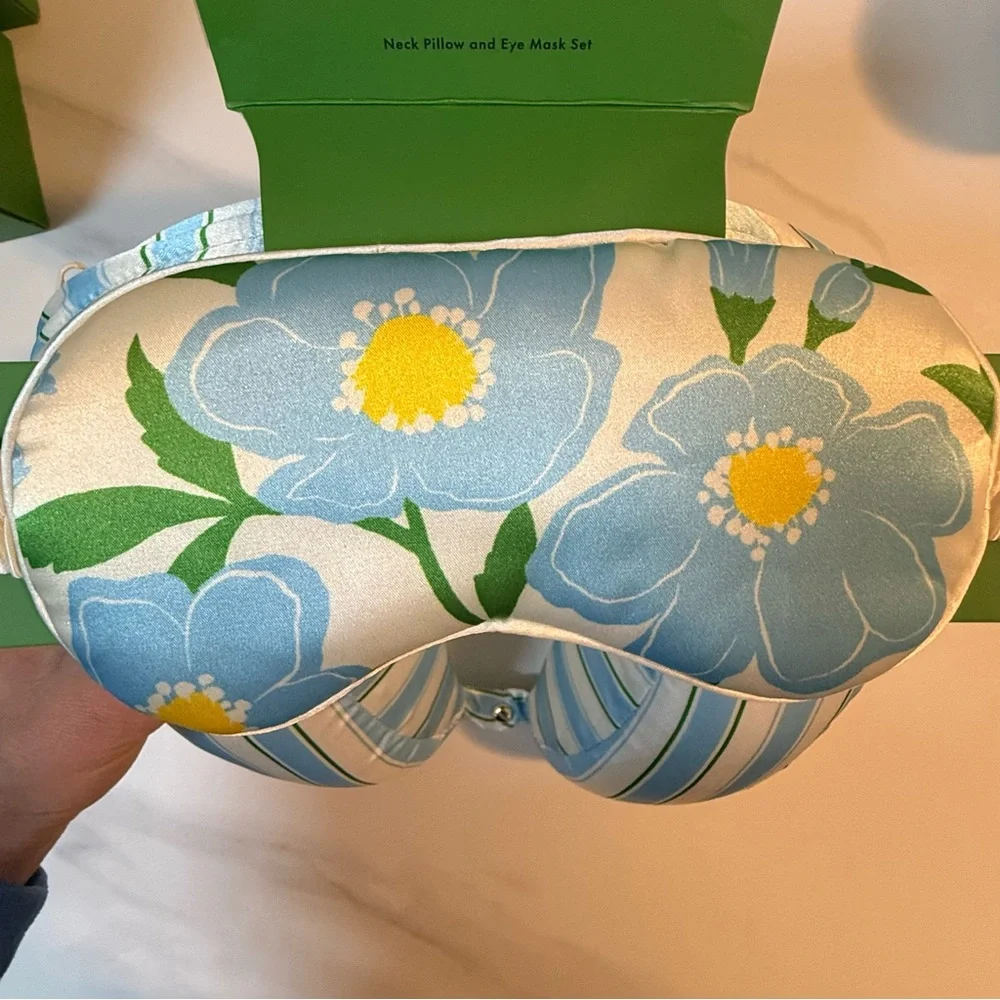 Kate Spade New York Neck Pillow and Eye Mask Set, Sunshine Floral
